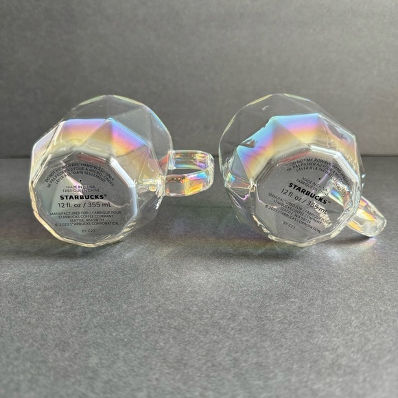 Starbucks 2023 Iridescent Holiday Coffee Cold Mugs Aurora Holographic Set Of 2 - Picture 8 of 10